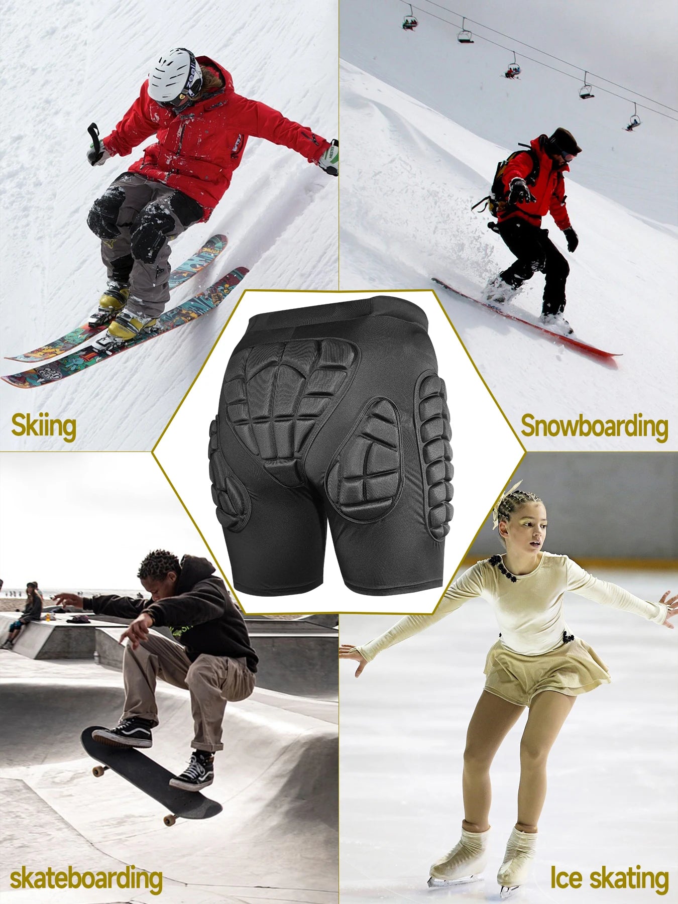Short Protector de Cadera y coxis para Patinaje unisex