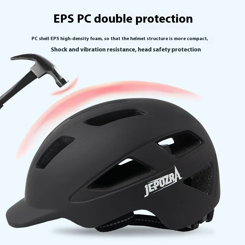 Casco unisex con luz trasera + mini bicera.