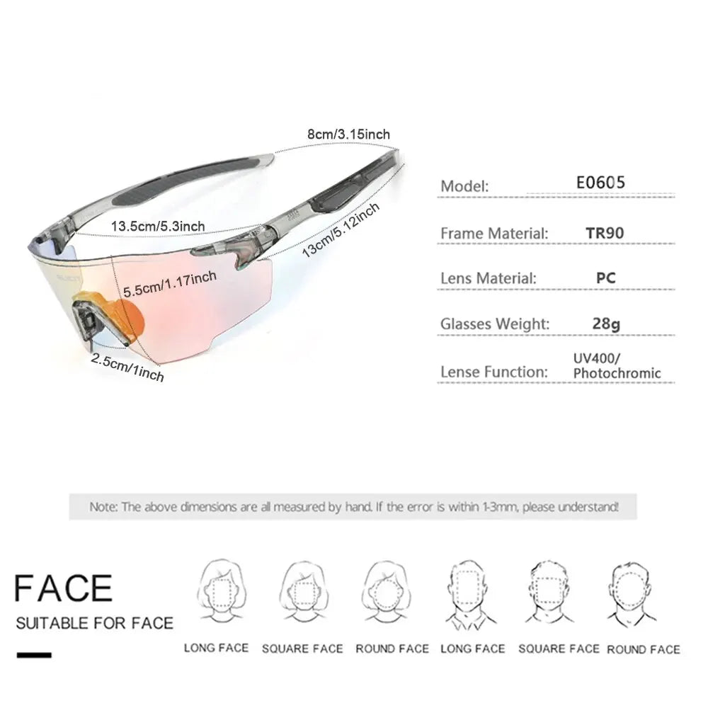 ELICIT Gafas de Ciclismo Fotocromáticas Polarizadas para Hombre y Mujer – UV400, Lentes Intercambiables, para MTB, Carretera y Senderismo