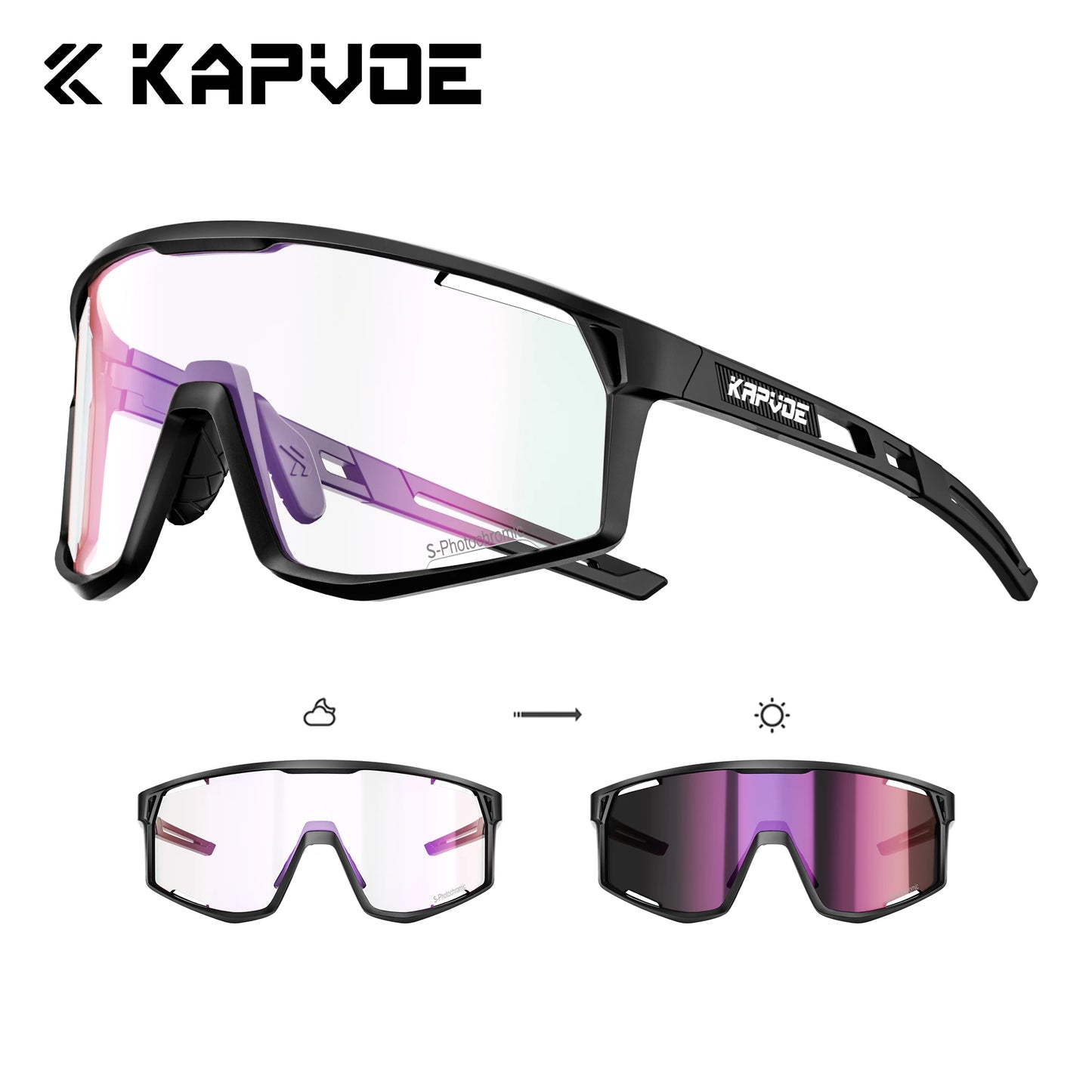 Kapvoe Gafas para rutas de patinaje Fotocromáticas K180 – UV400, Unisex, para MTB, Carretera y Senderismo