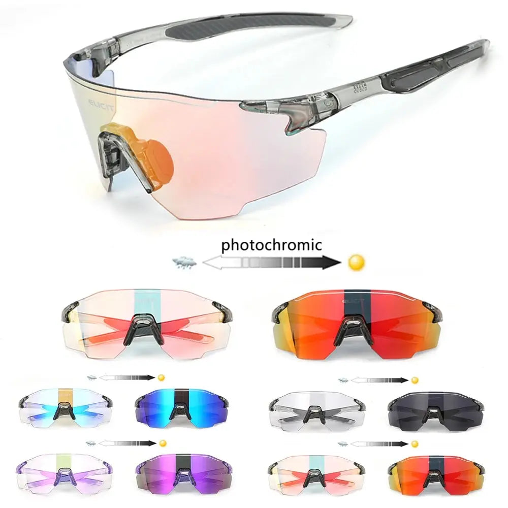 ELICIT Gafas de Ciclismo Fotocromáticas Polarizadas para Hombre y Mujer – UV400, Lentes Intercambiables, para MTB, Carretera y Senderismo