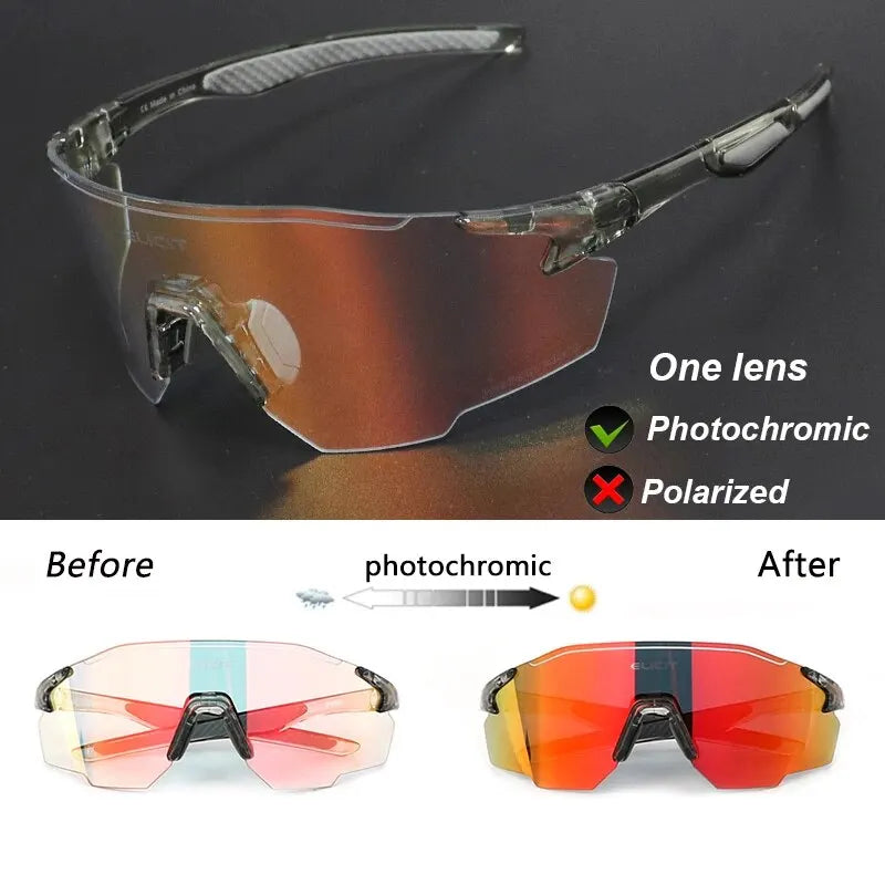 ELICIT Gafas de Ciclismo Fotocromáticas Polarizadas para Hombre y Mujer – UV400, Lentes Intercambiables, para MTB, Carretera y Senderismo