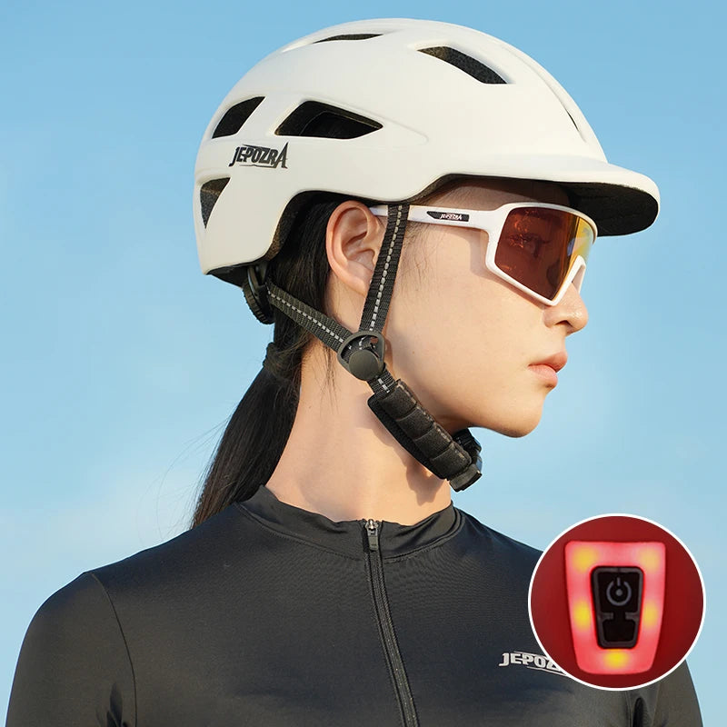 Casco unisex con luz trasera + mini bicera.