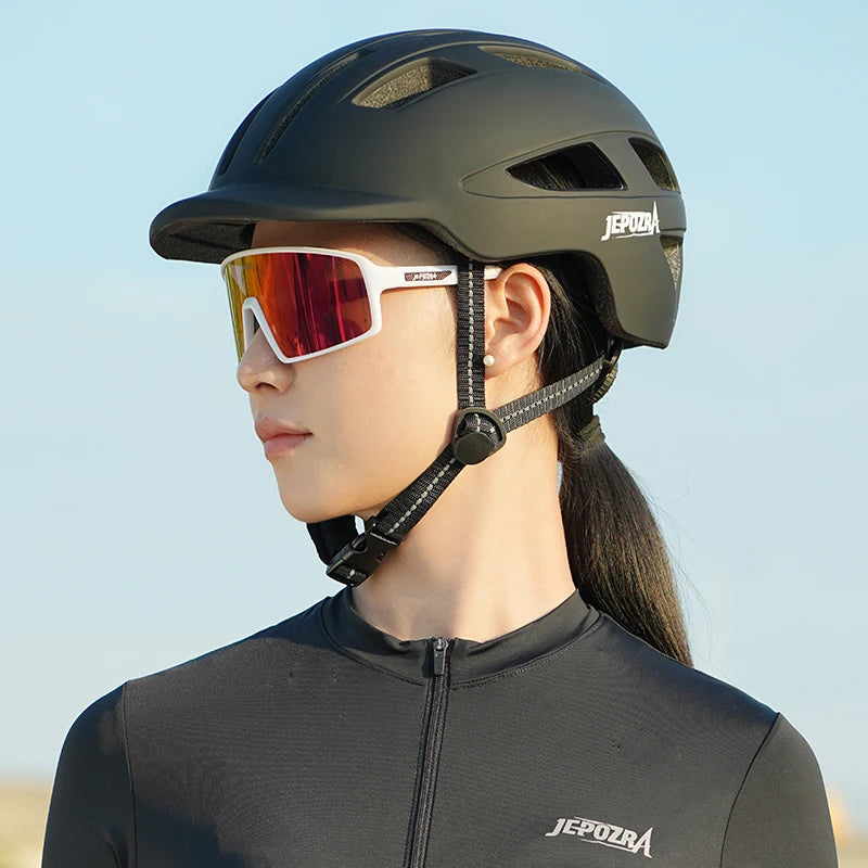 Casco unisex con luz trasera + mini bicera.