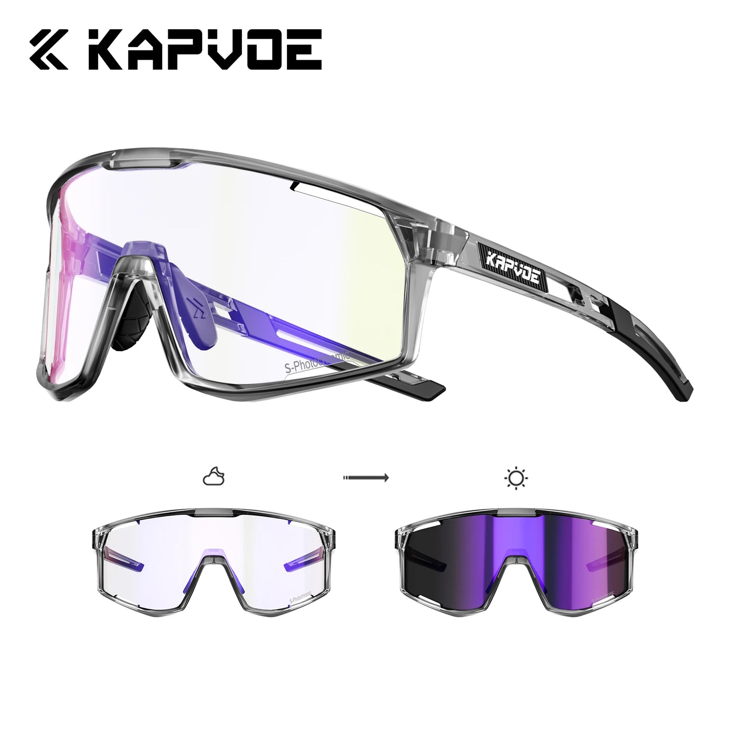 Kapvoe Gafas para rutas de patinaje Fotocromáticas K180 – UV400, Unisex, para MTB, Carretera y Senderismo