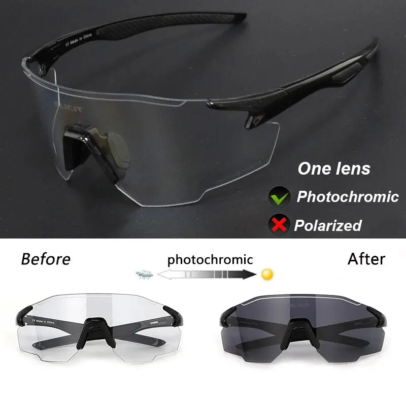 ELICIT Gafas de Ciclismo Fotocromáticas Polarizadas para Hombre y Mujer – UV400, Lentes Intercambiables, para MTB, Carretera y Senderismo